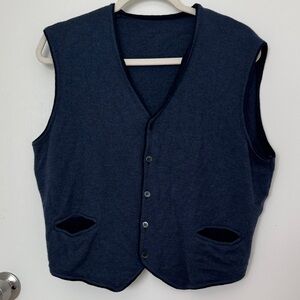 Women's Navy Button Down Vest